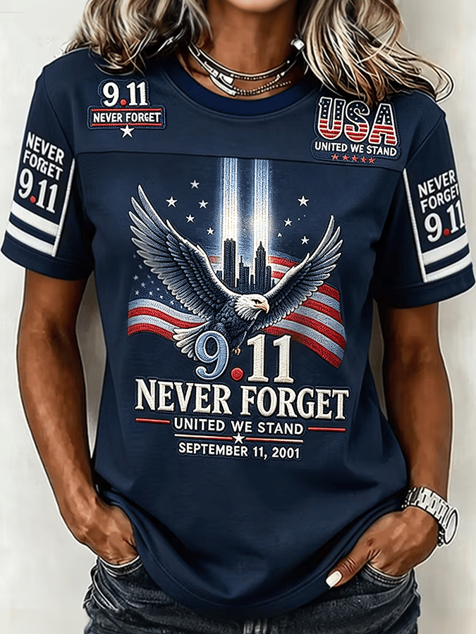 Women's Retro 9.11 Never Forget Print T-shirt